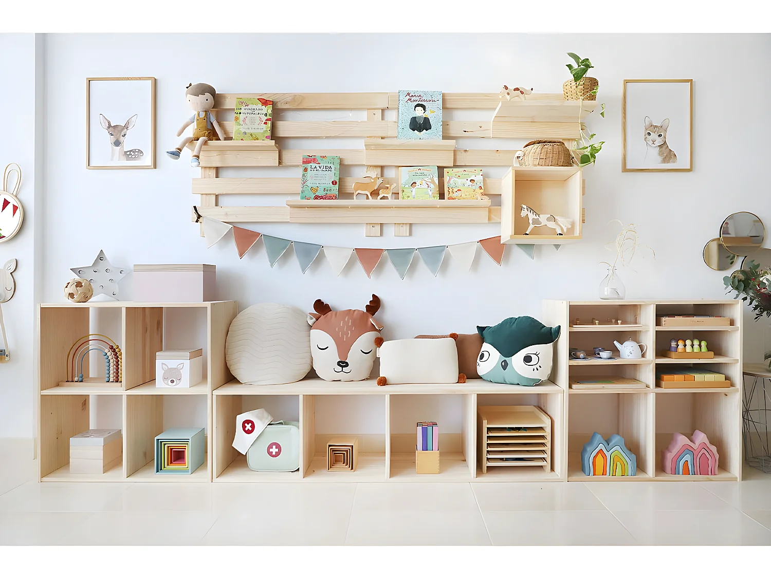 Ordnungskiste mit 2 Schubfächern aus massivem Kiefernholz "Dinamic"