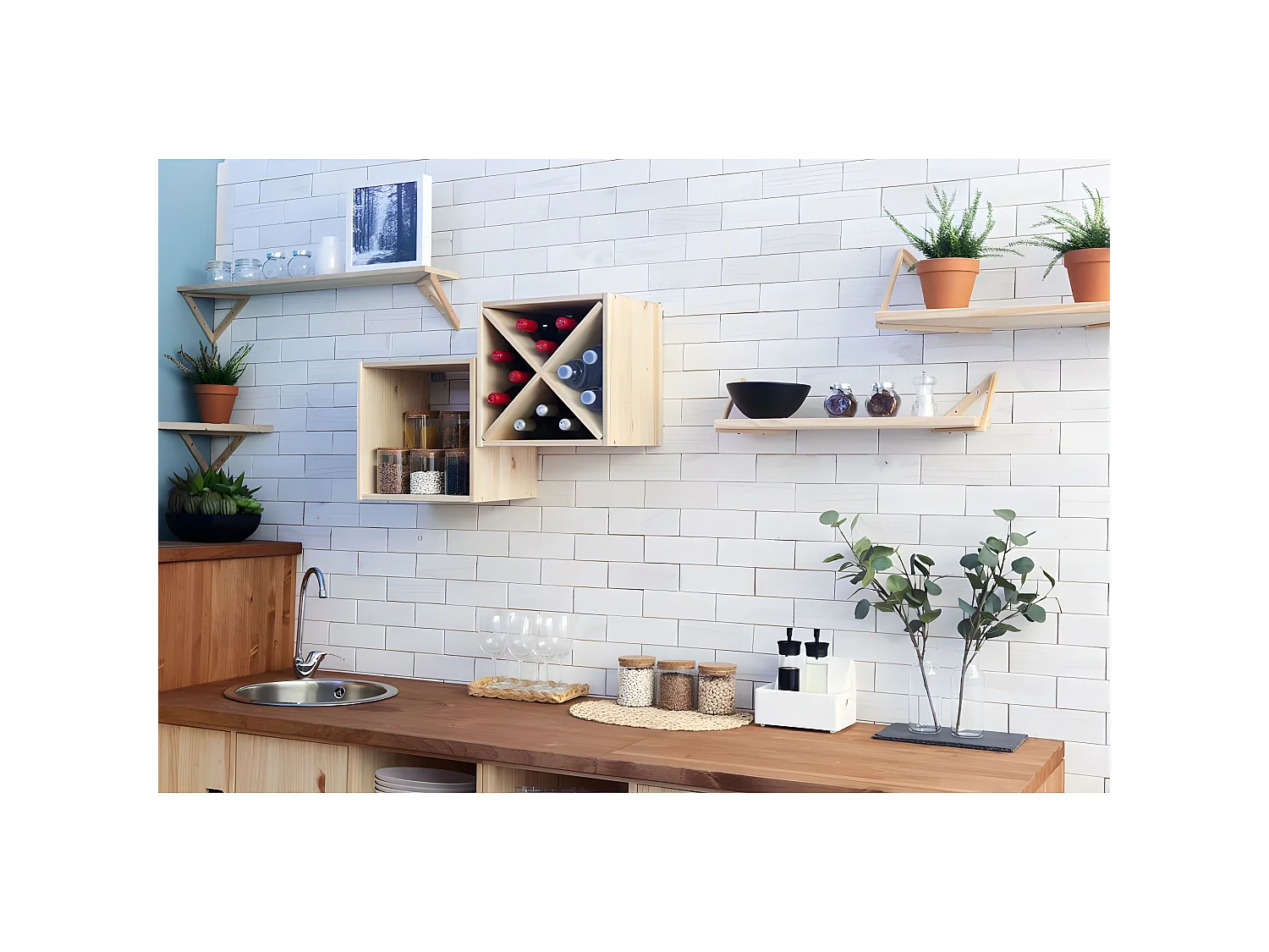 Ordnungskiste mit 2 Schubfächern aus massivem Kiefernholz "Dinamic"