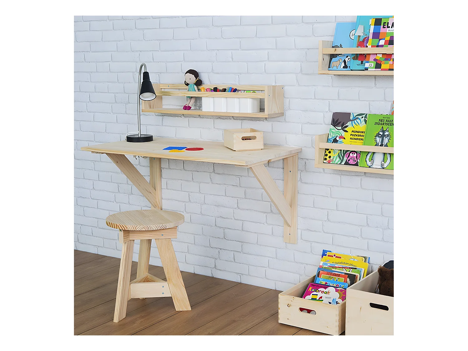 Etagère murale en pin massif - L40 x H15 cm