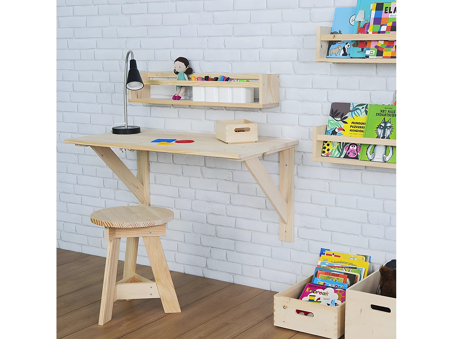 Etagère murale en pin massif - L40 x H15 cm