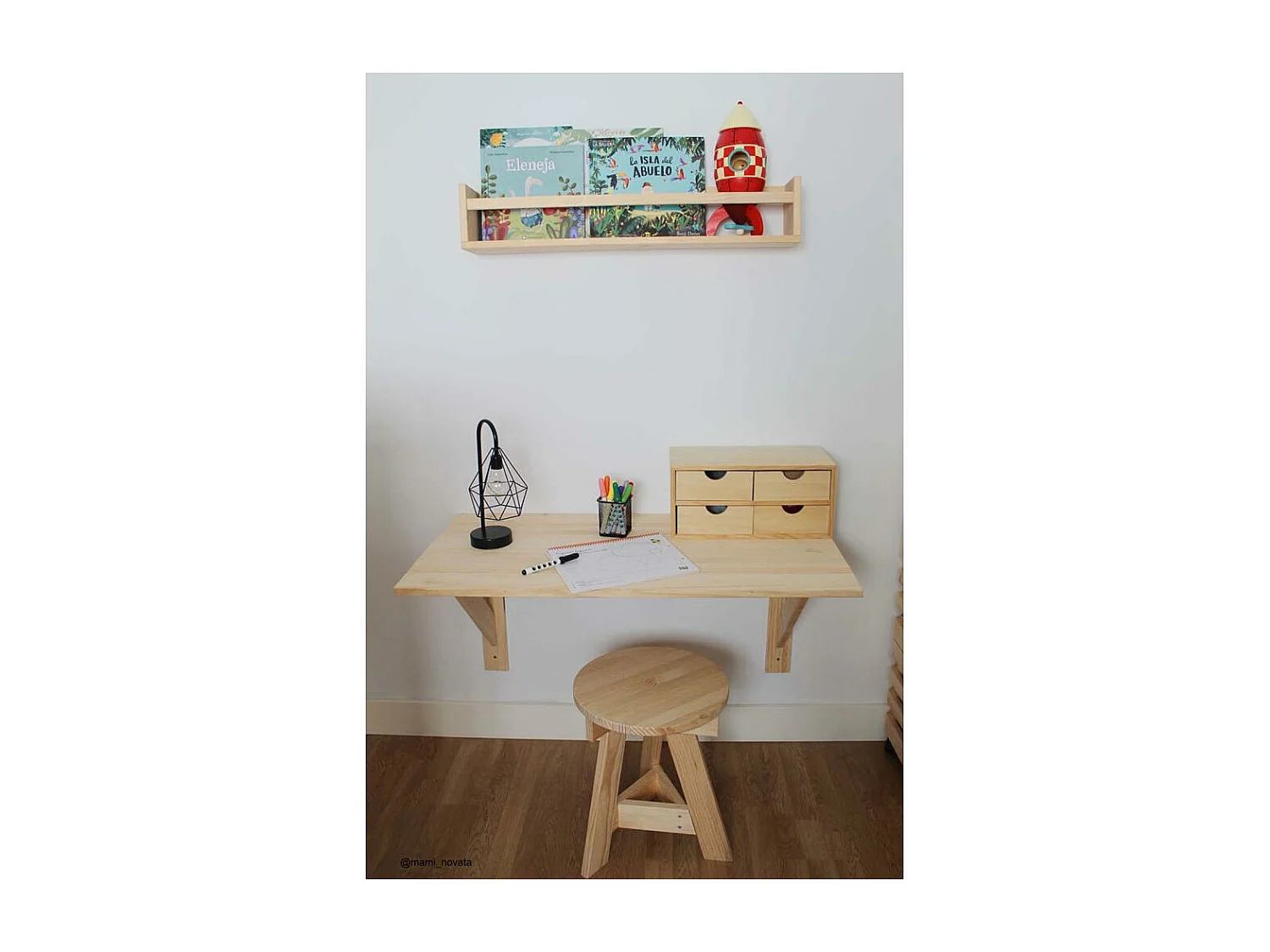 Etagère murale en pin massif - L40 x H15 cm