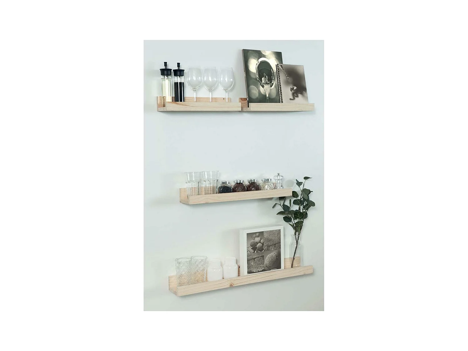 Wandplank van massief grenen - L60 x H7 cm