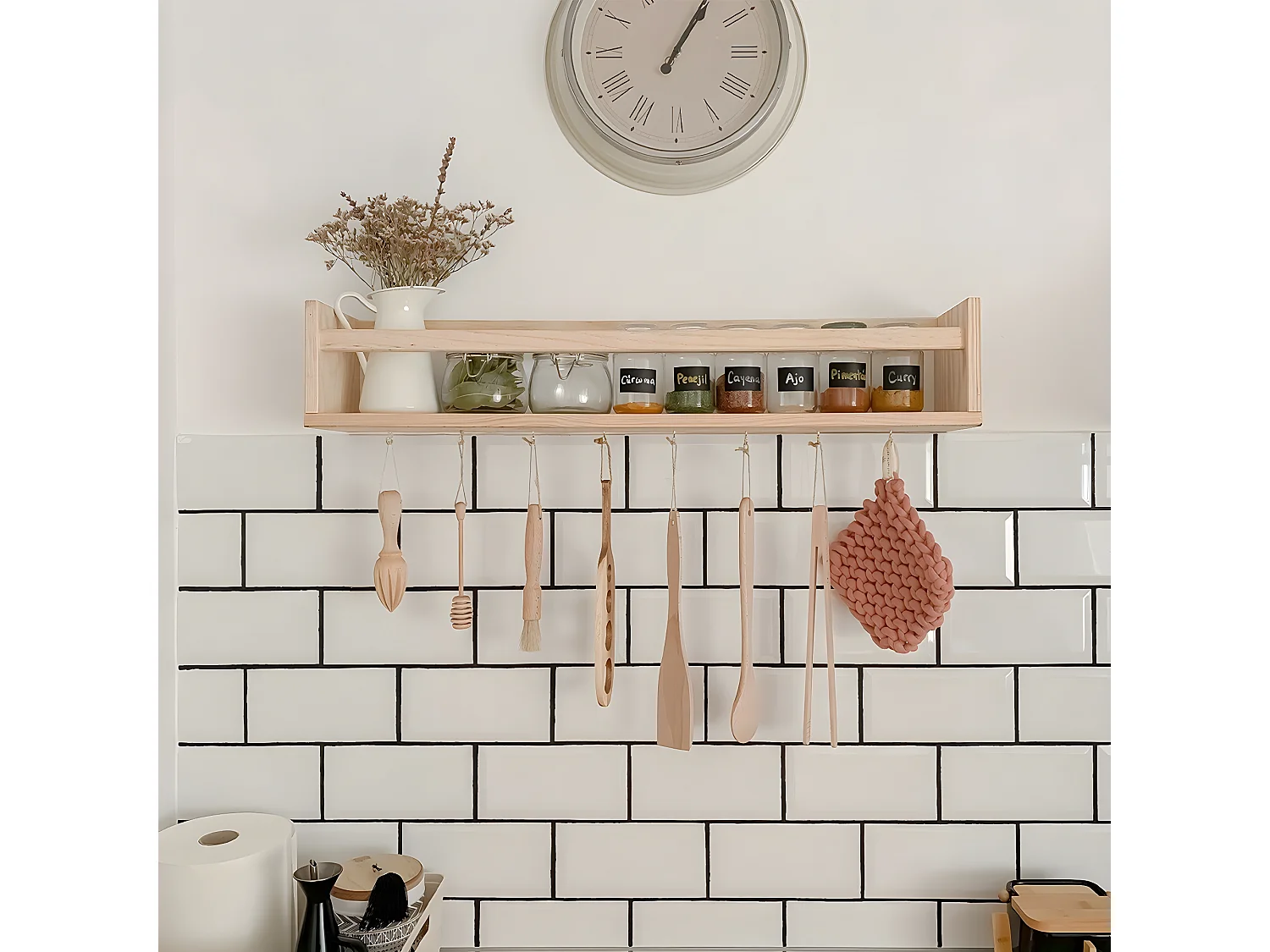 Wandplank van massief grenen - L60 x H15 cm