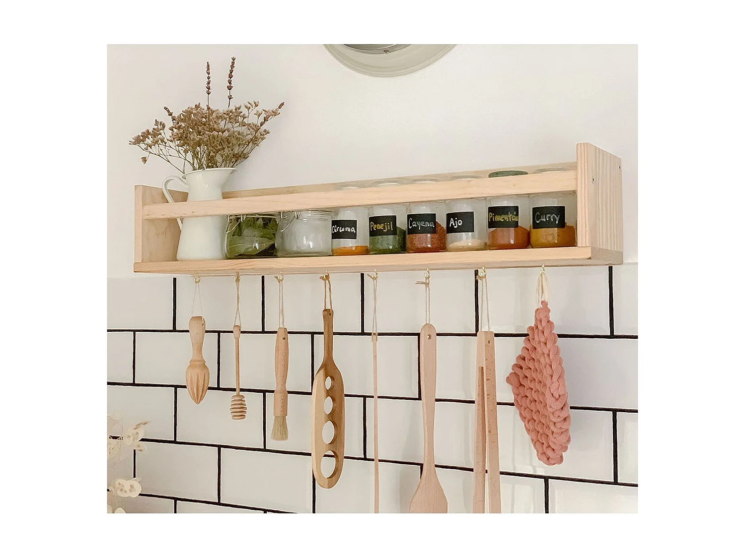 Wandplank van massief grenen - L60 x H15 cm