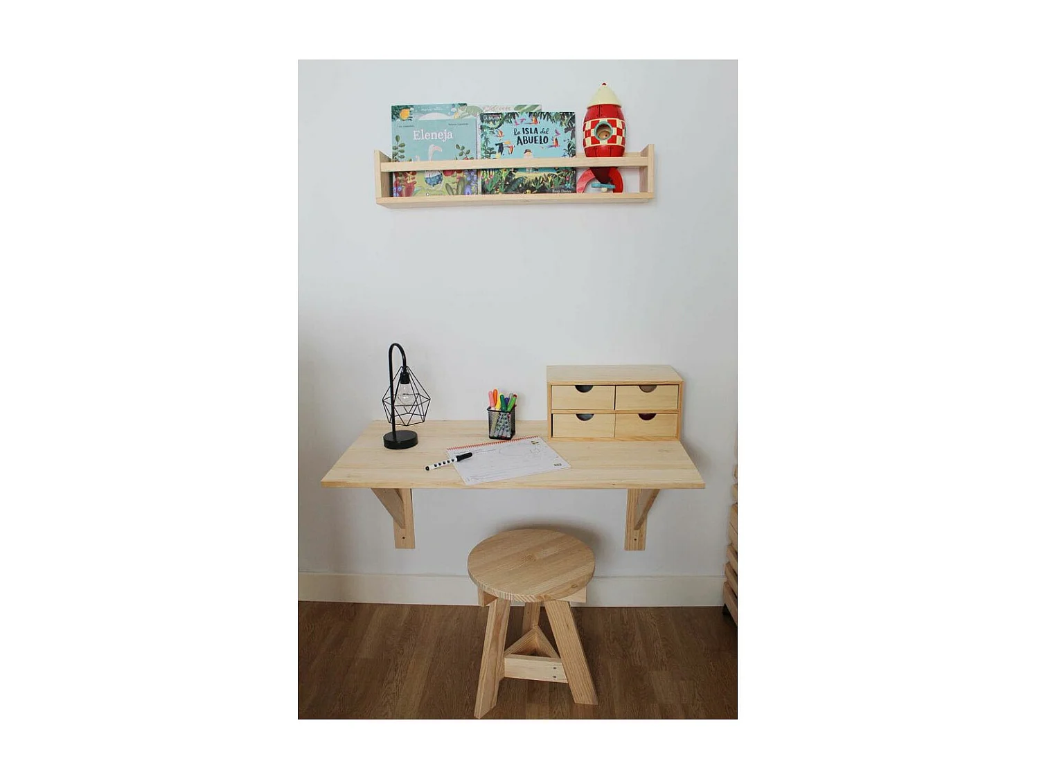 Wandplank van massief grenen - L60 x H15 cm