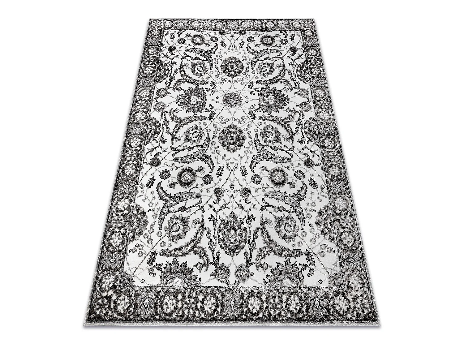 Tapijt MATEO 8037/644 Modern kader, bloemen - structureel grijs 120x170 cm