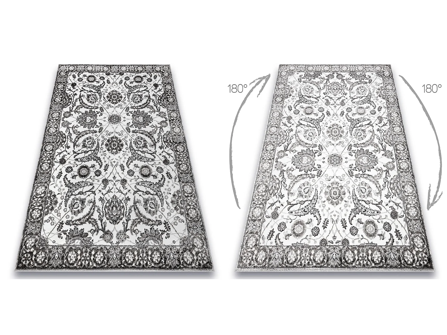 Tapijt MATEO 8037/644 Modern kader, bloemen - structureel grijs 120x170 cm