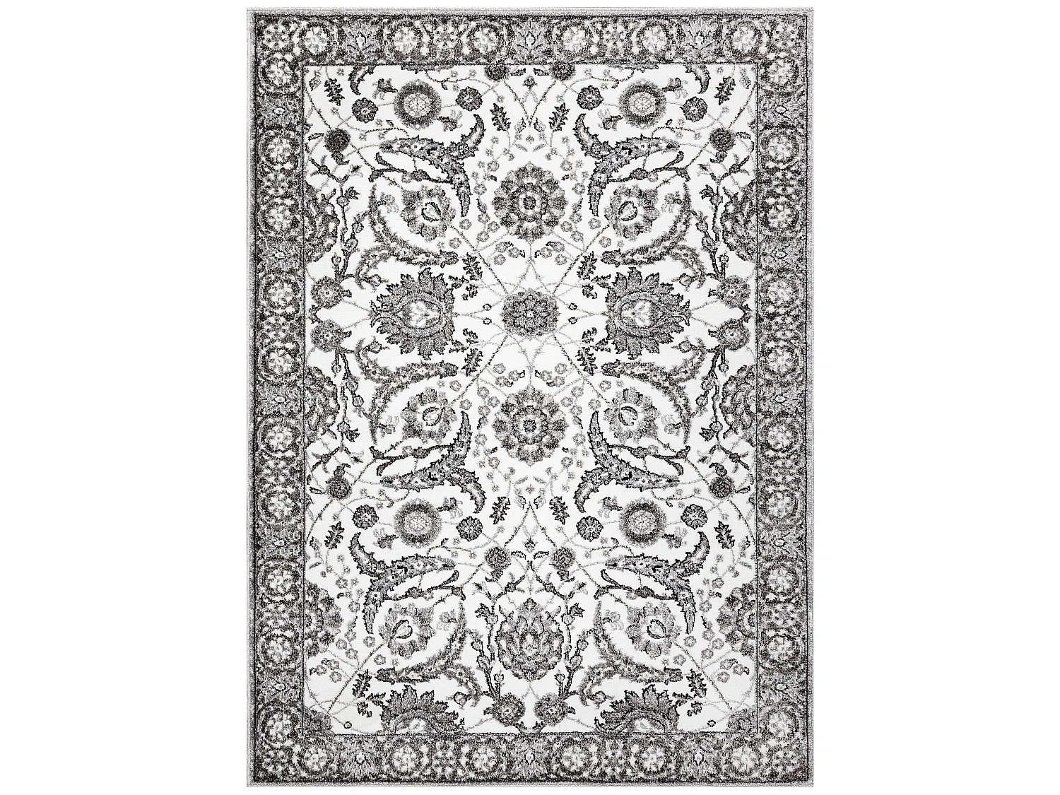 Tapijt MATEO 8037/644 Modern kader, bloemen - structureel grijs 120x170 cm