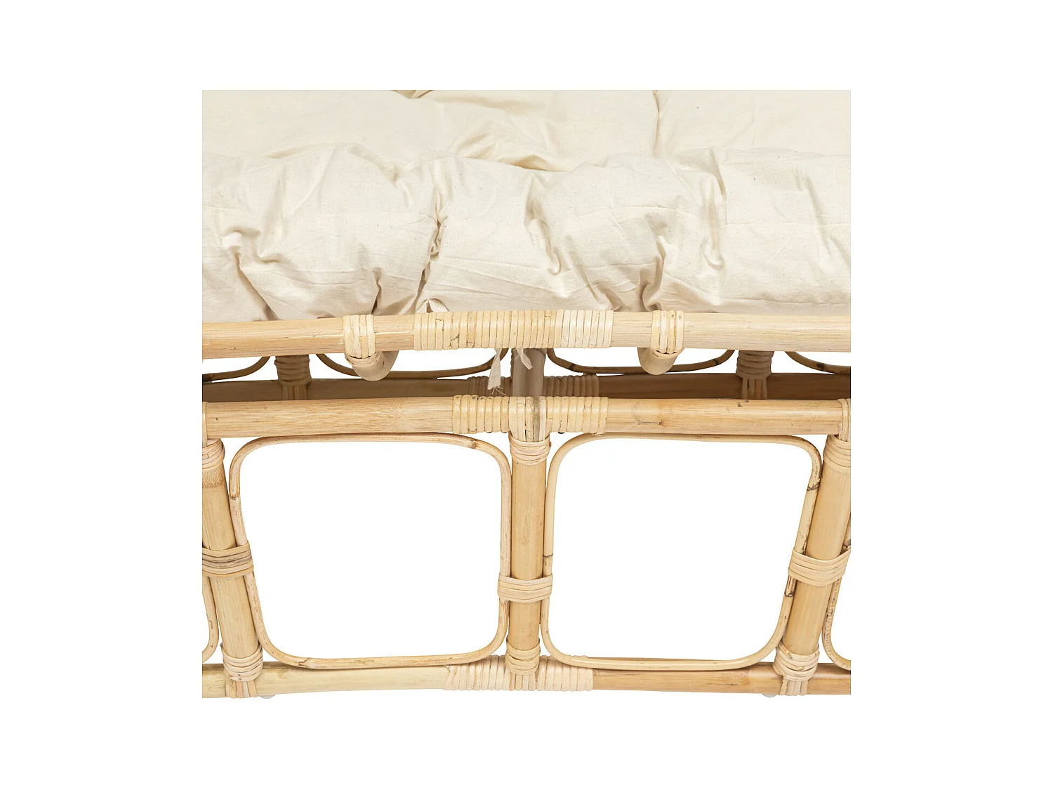 Banquette 2 places en Rotin et coussin en Coton 170 x 108 cm