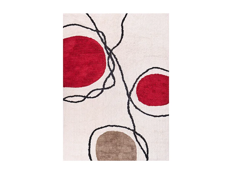 Tappeto cotone beige e multicolore 140 x 200 cm BOLAT