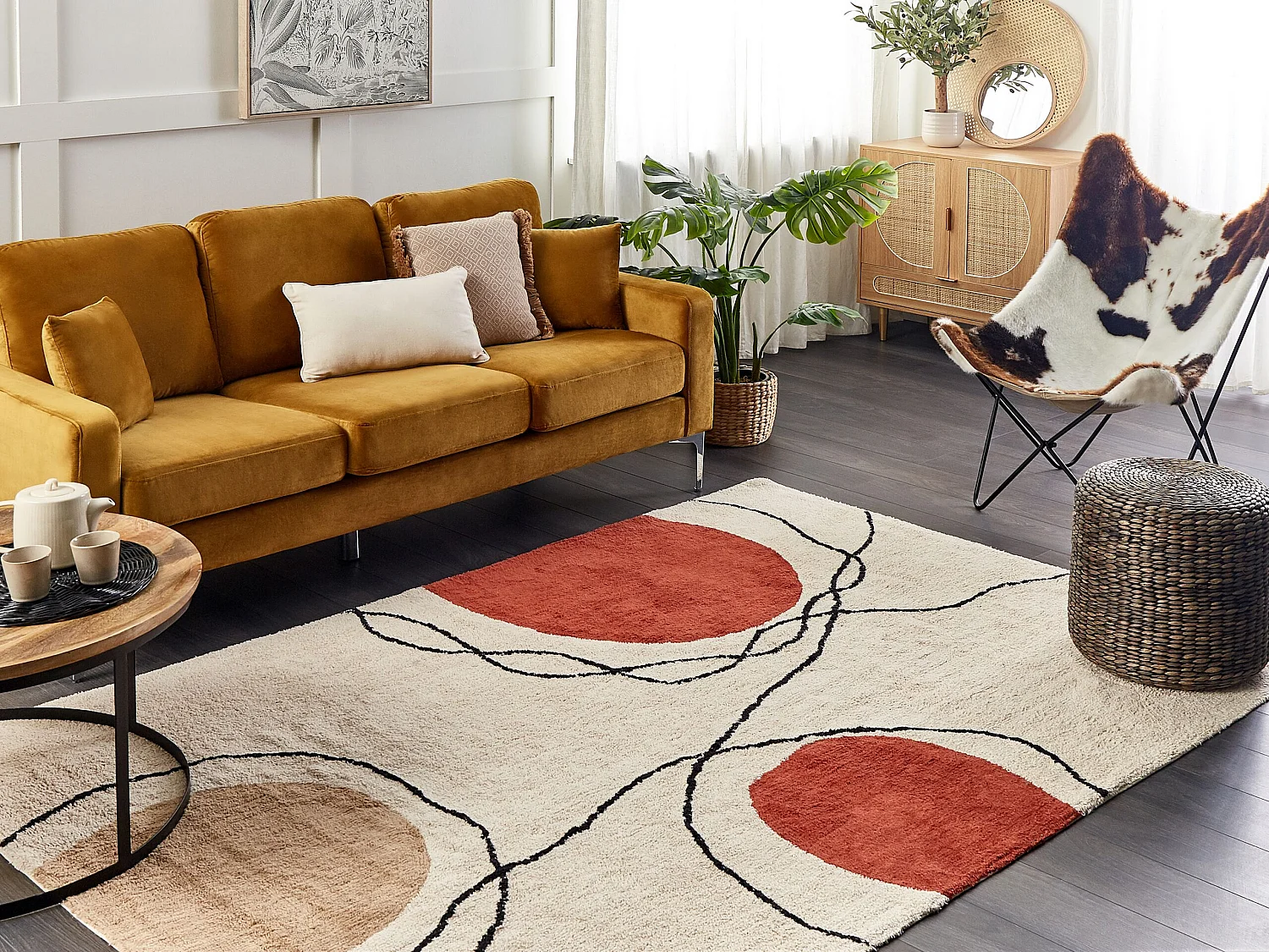 Tapis en coton beige et rouge 160 x 230 cm BOLAT