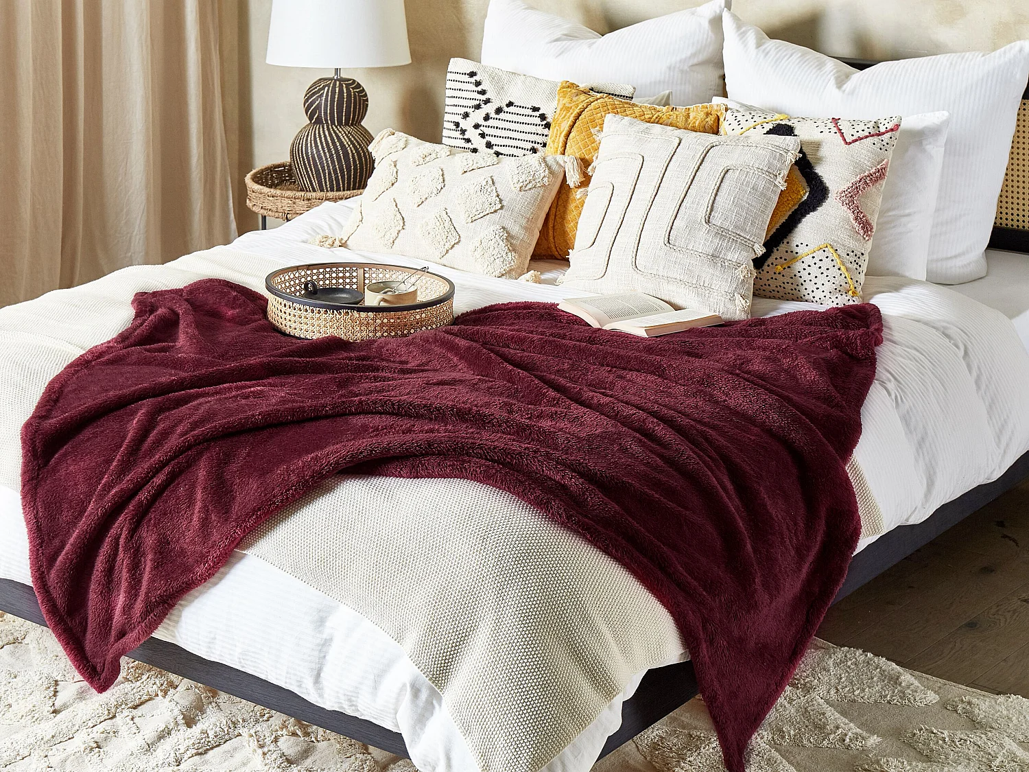 Couverture NAMDU 125 x 150 cm Rouge Bordeaux