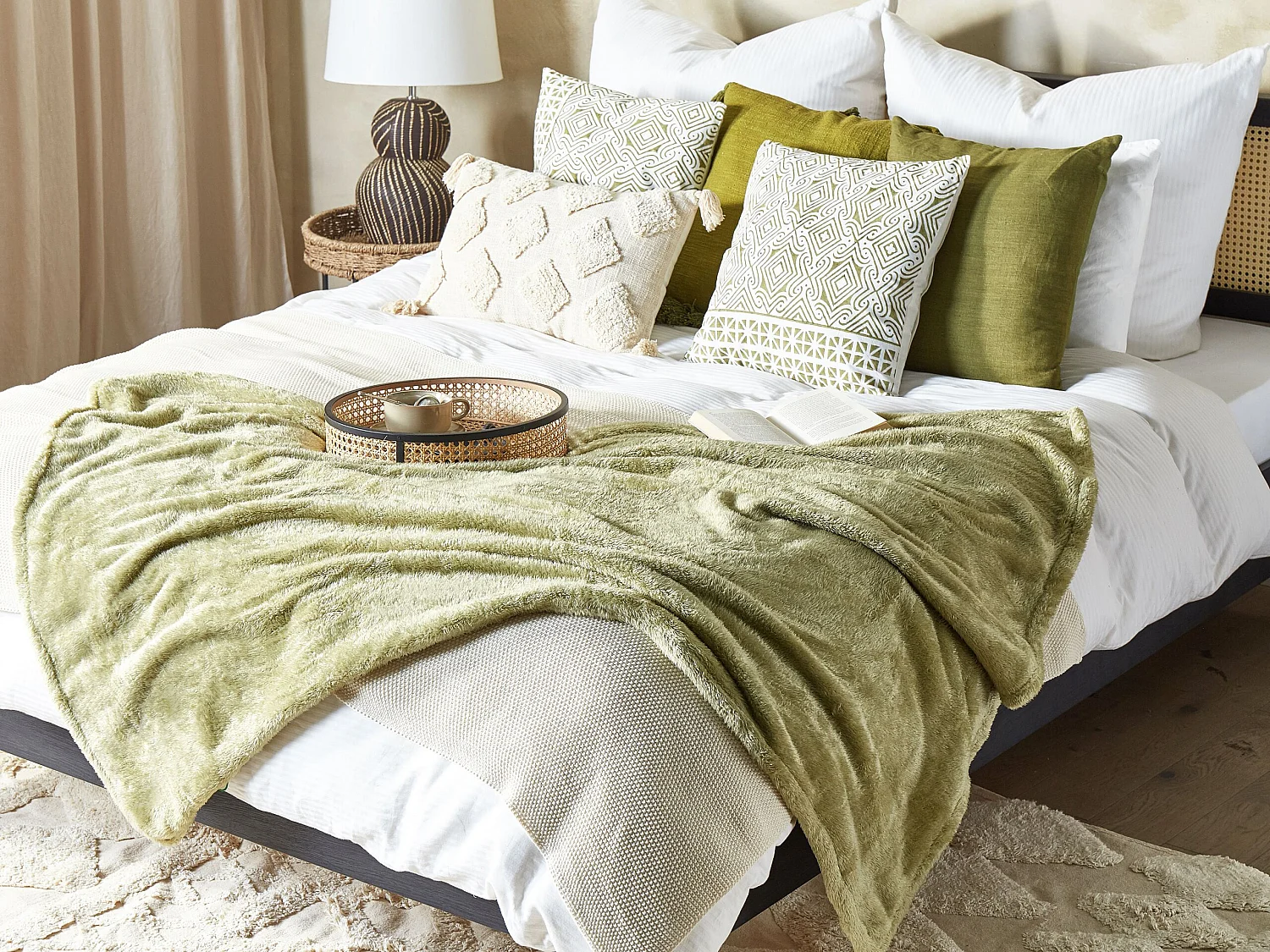 Couverture NAMDU 125 x 150 cm Vert olive