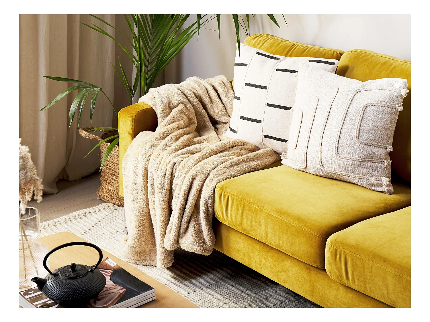 Plaid NAMDU 125 x 150 cm Zandbeige