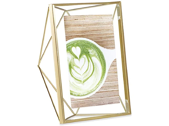 Cadre photo filaire en métal Prisma 10x15cm doré