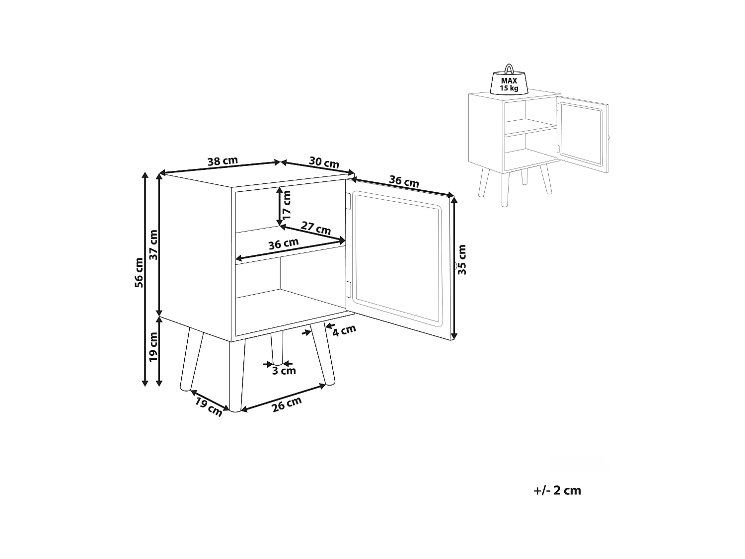 Table de chevet ALMO Paulownia clair