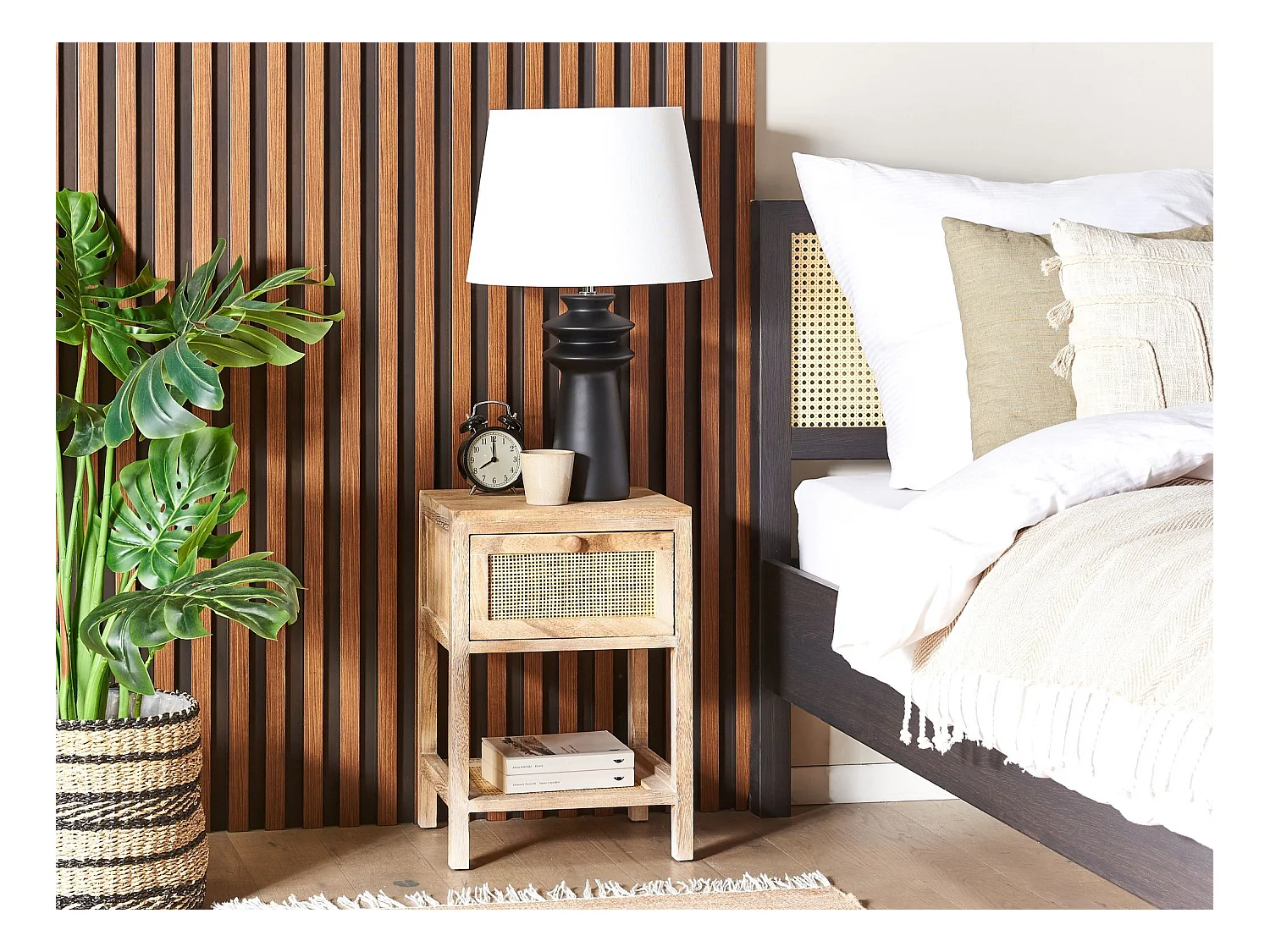 Table de nuit à 1 tiroir ESTO Bois de paulownia Marron clair