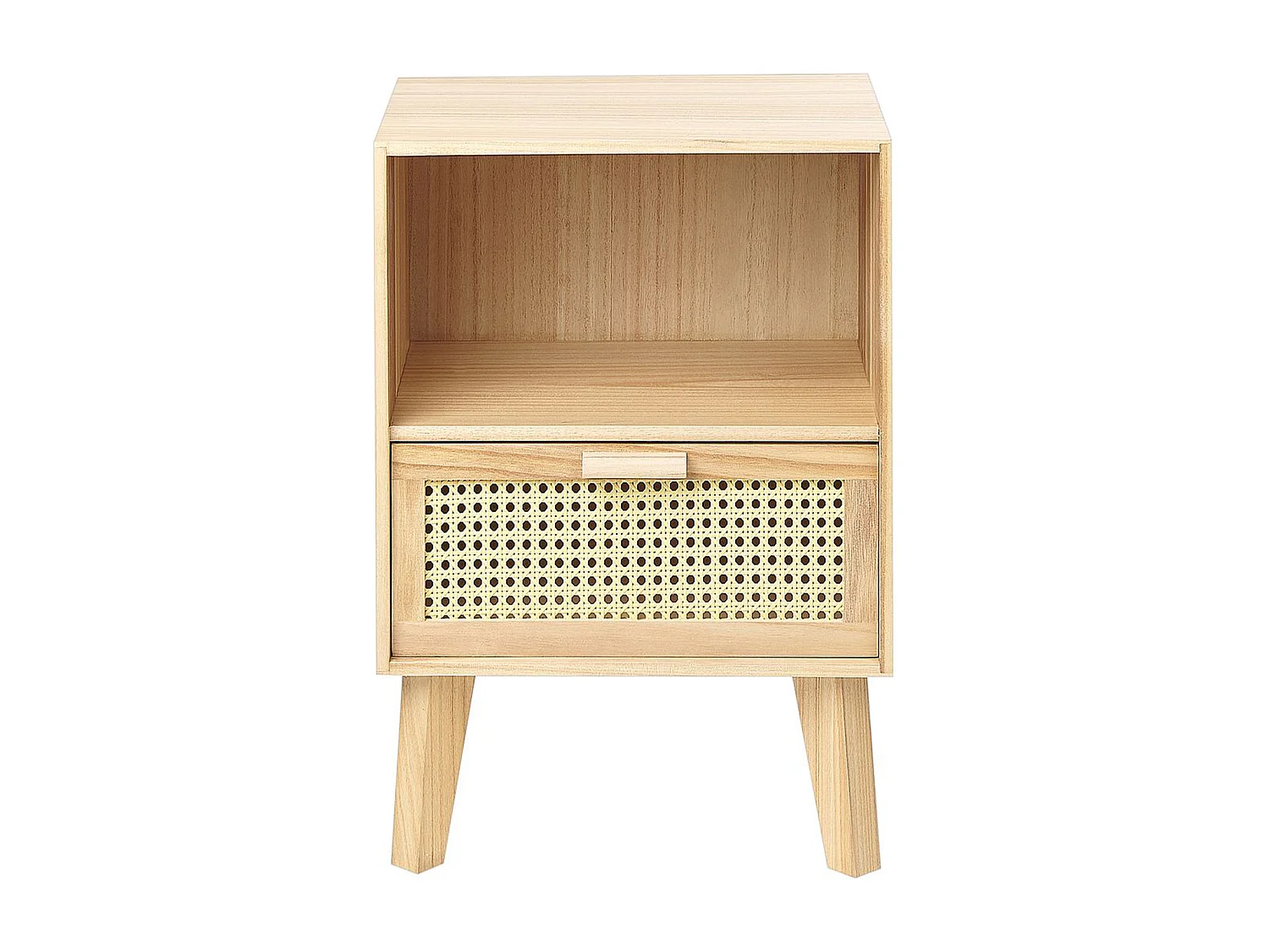 Mesa de cabeceira com gaveta SENEY Madeira de paulownia Castanho claro