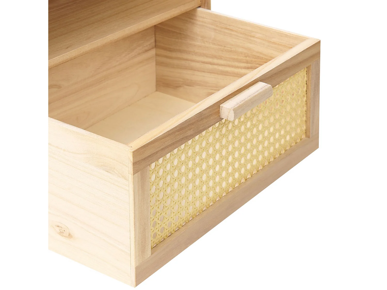 Mesa de cabeceira com gaveta SENEY Madeira de paulownia Castanho claro