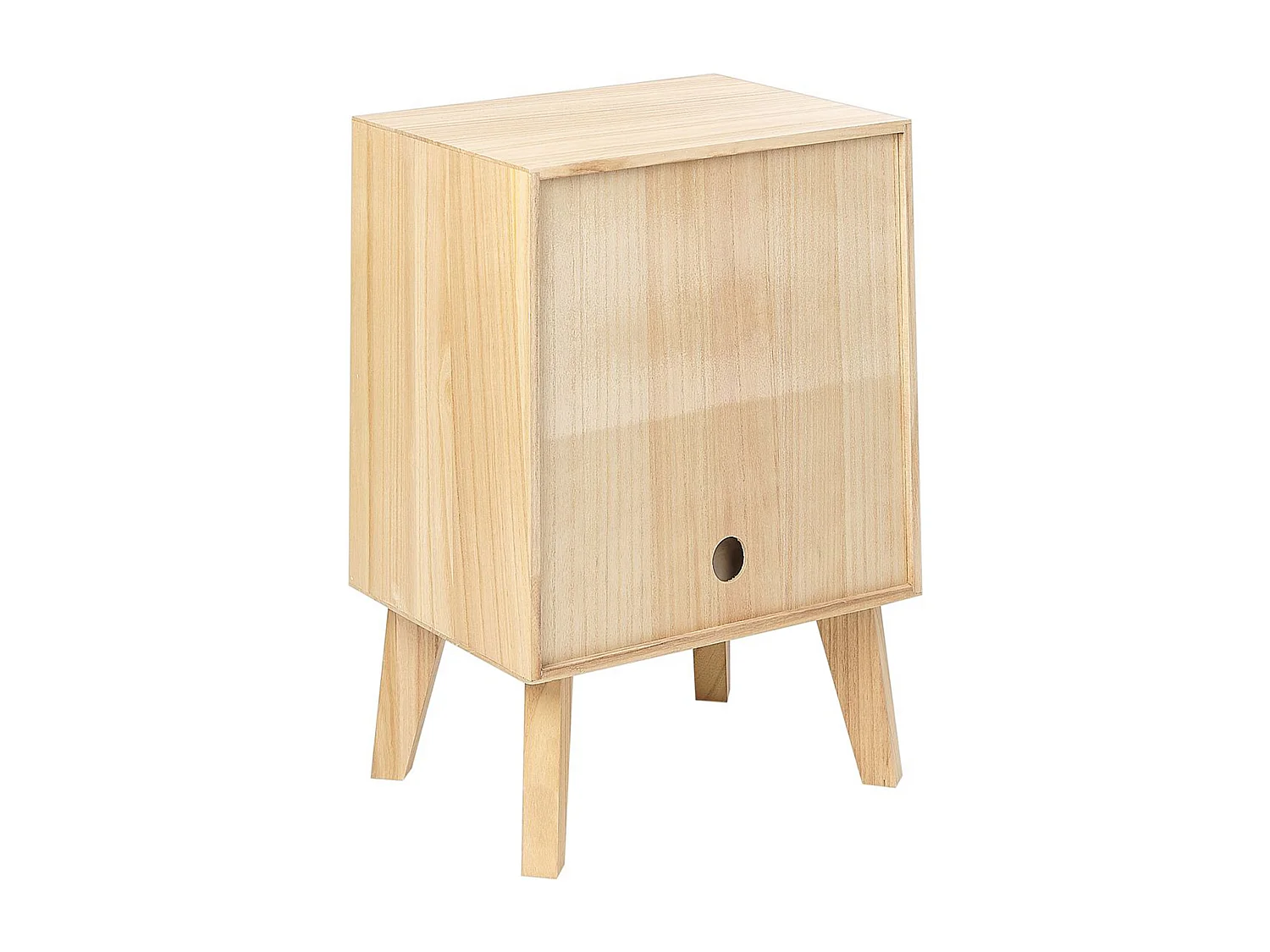 Nachttisch Rattan Paulowniaholz heller Holzfarbton Schublade Boho Rustikal Seney