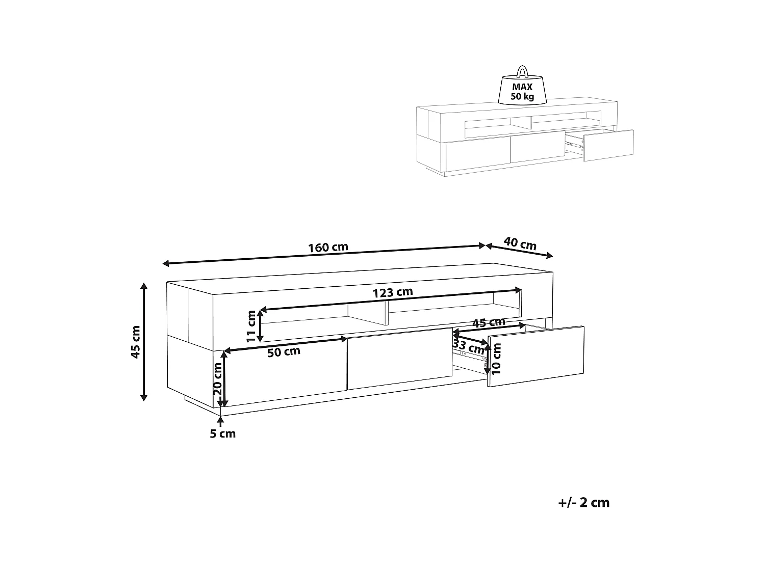Meuble TV ANTONIO Marron clair