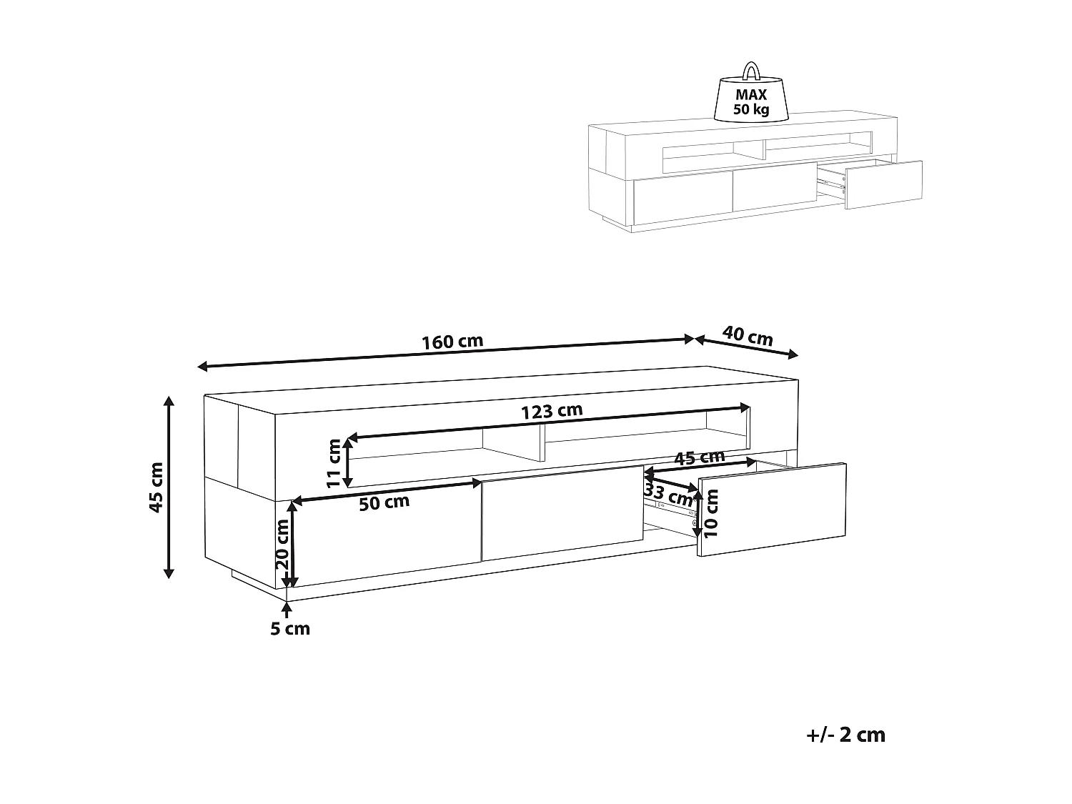 Móvel de TV ANTONIO Castanho claro