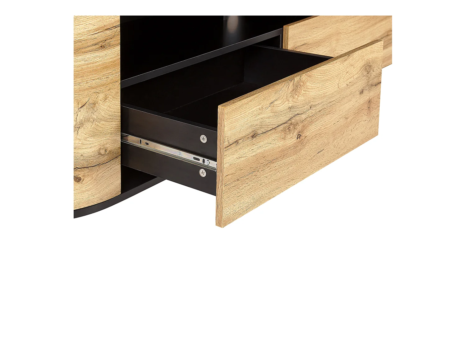 TV-Schrank heller Holzfarbton / schwarz 160x40x44 cm mit 2 Schubladen Jerome