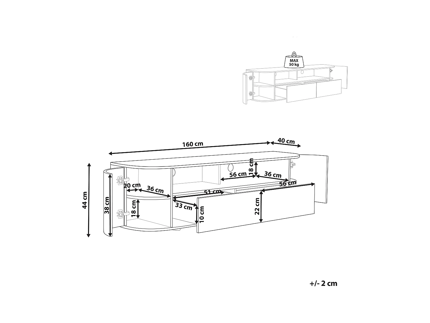 Meuble TV JEROME Marron/noir