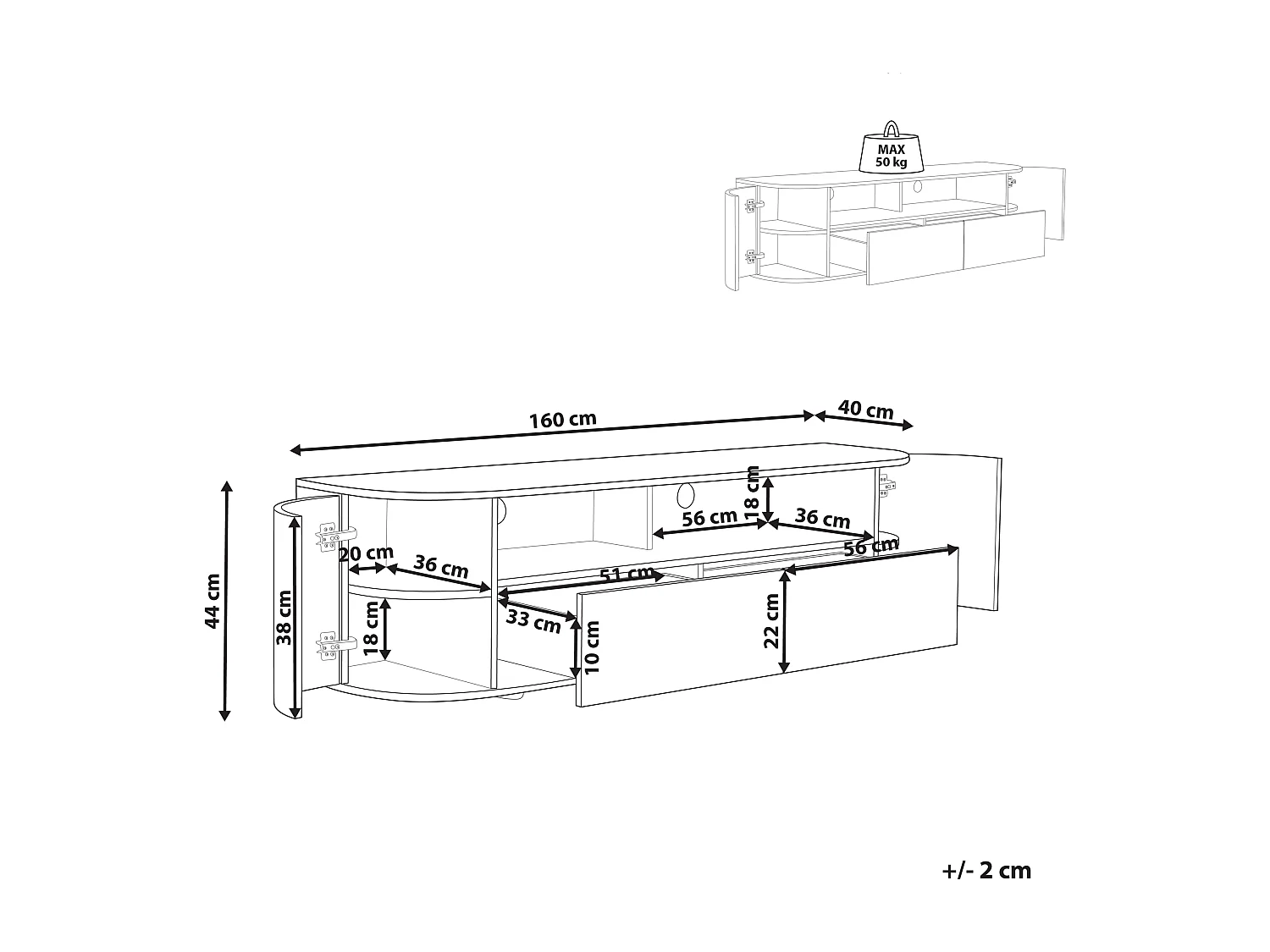 Meuble TV JEROME Marron/noir