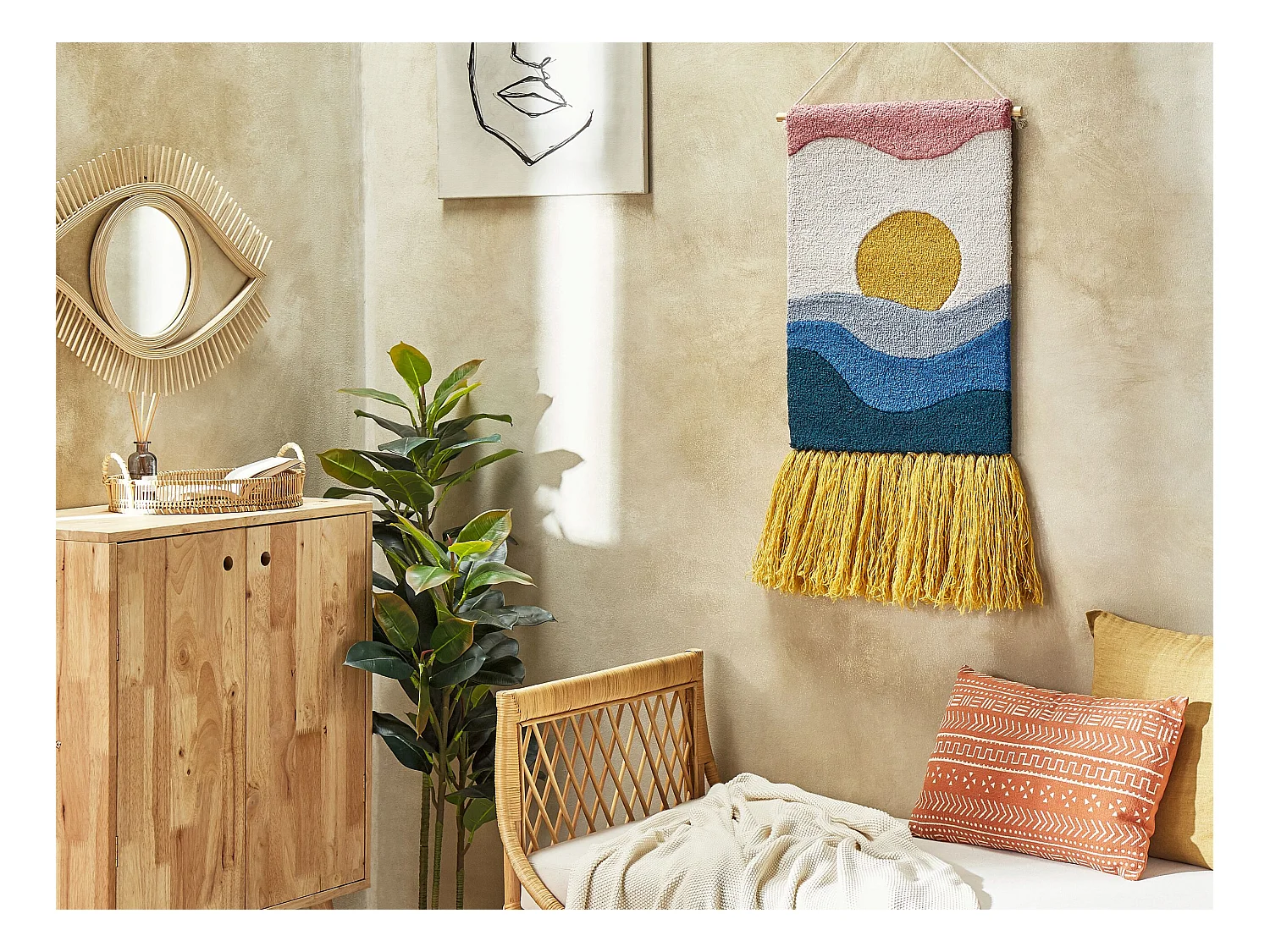 Makrama ścienna HASILPUR Bawełna 108 cm Kolorowy