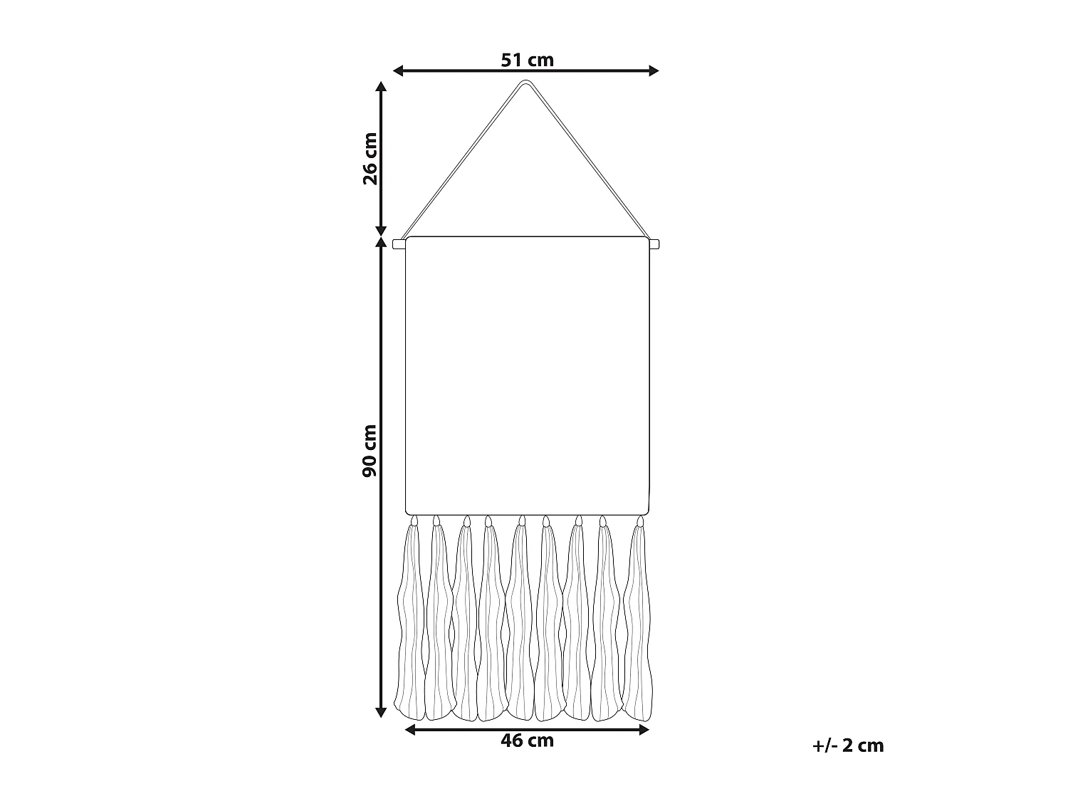 Wanddekoration Baumwolle beige handgemacht Boho Wandbehang mit Fransen Kabirwala