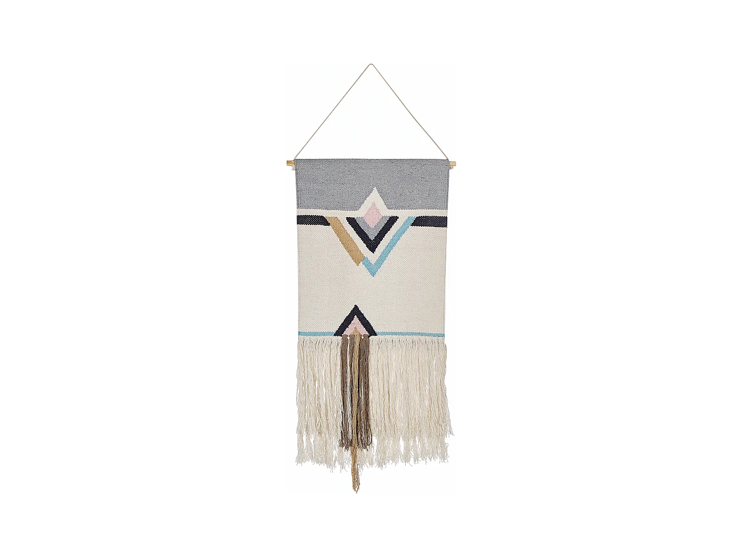 Wanddekoration Baumwolle beige handgemacht Boho Wandbehang mit Fransen Kabirwala