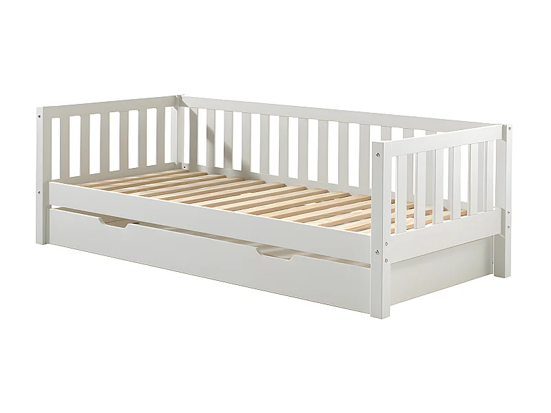 Pack - Lit Capitaine Enfant & Tiroir "Fritz" 90x200cm Blanc