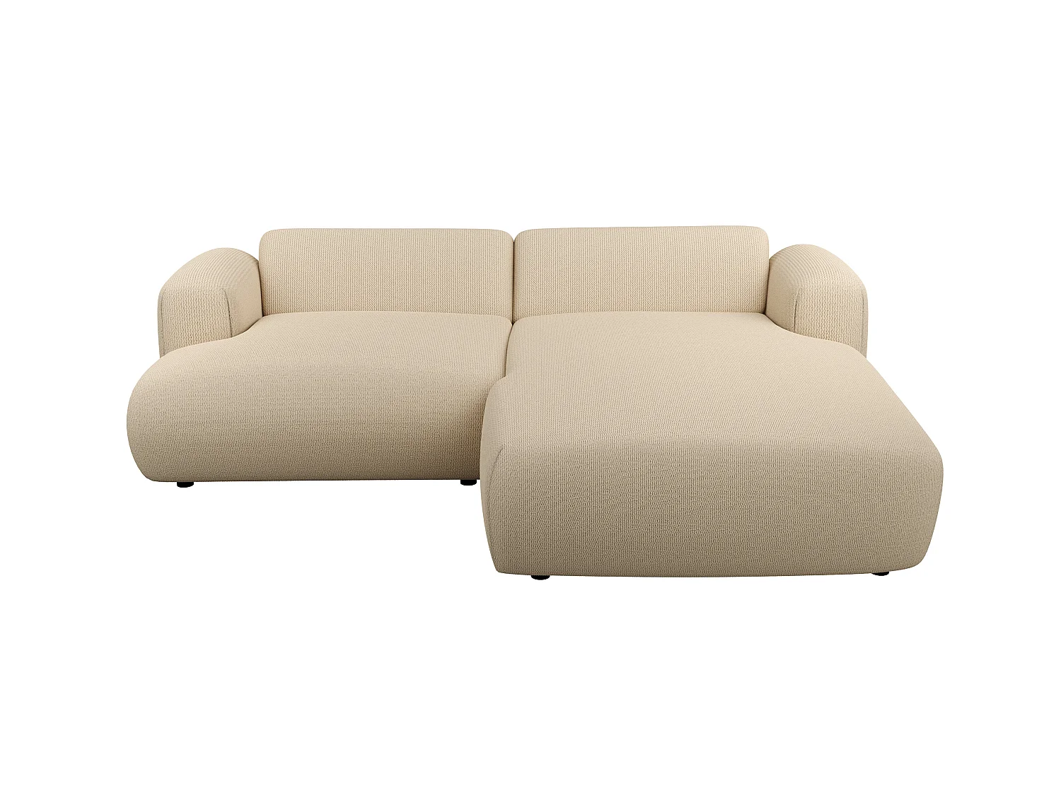 Ecksofa - Ecke rechts - Strukturstoff - Beige - POGNI von Maison Céphy