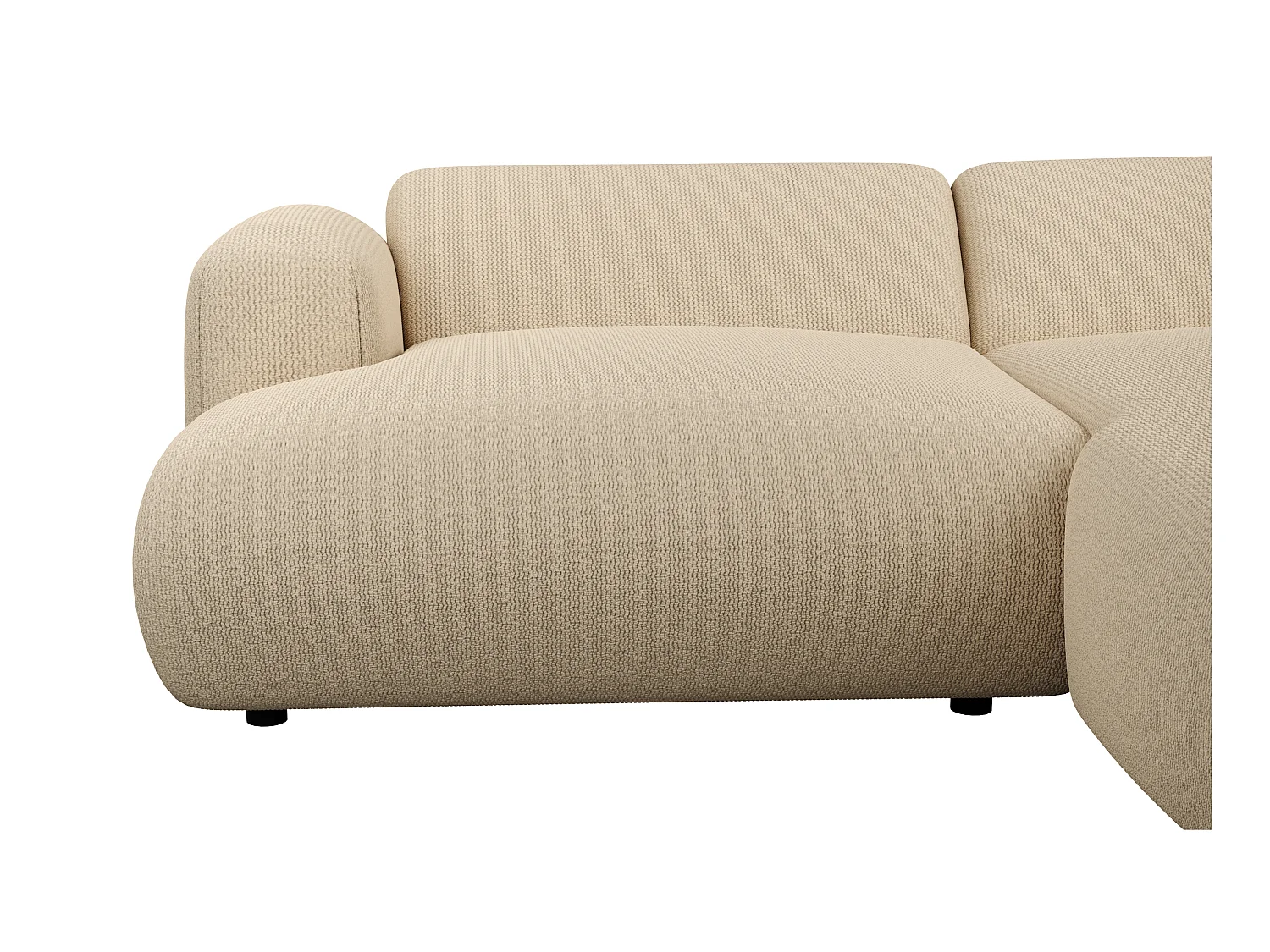 Ecksofa - Ecke rechts - Strukturstoff - Beige - POGNI von Maison Céphy