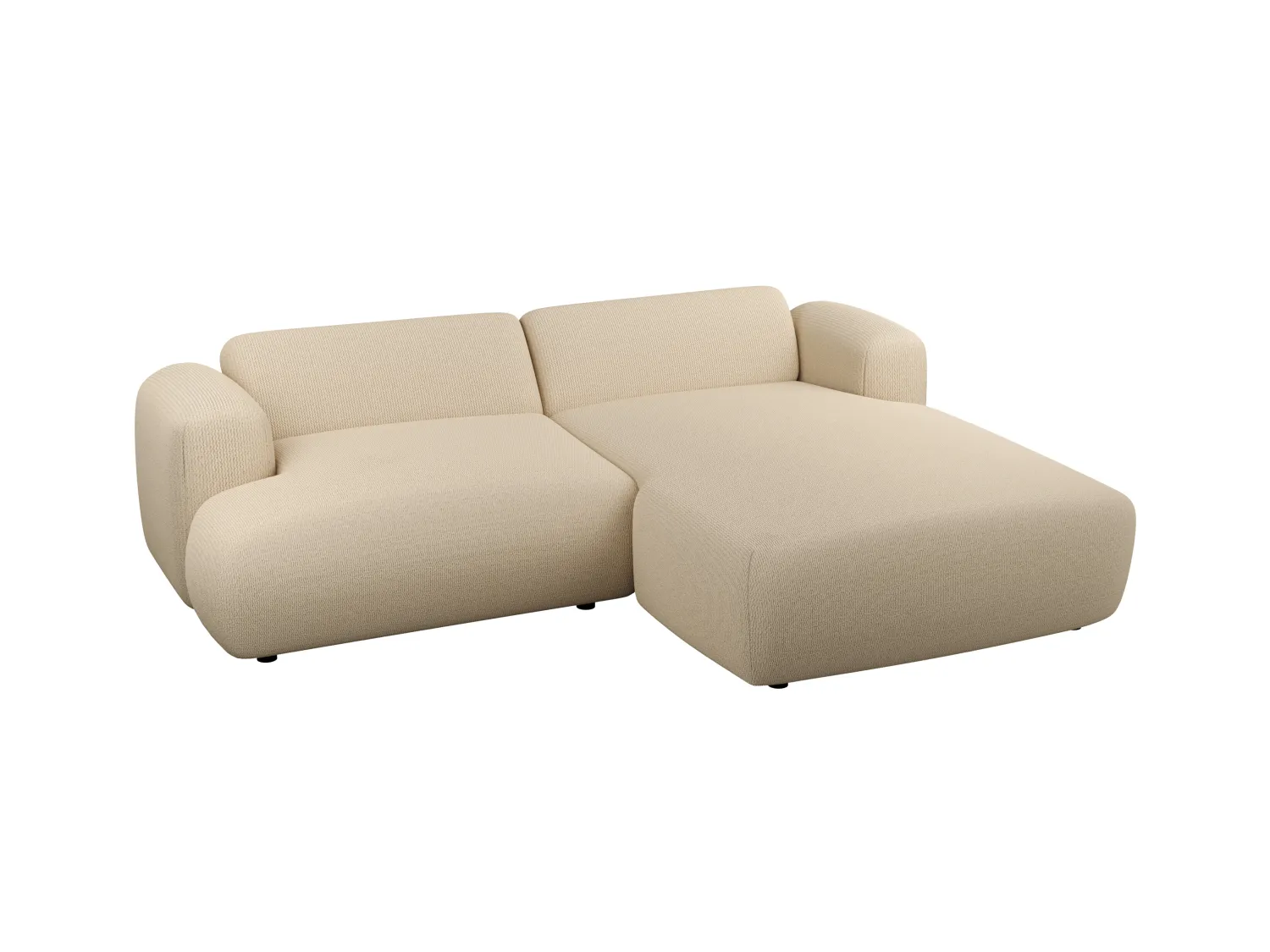 Ecksofa - Ecke rechts - Strukturstoff - Beige - POGNI von Maison Céphy