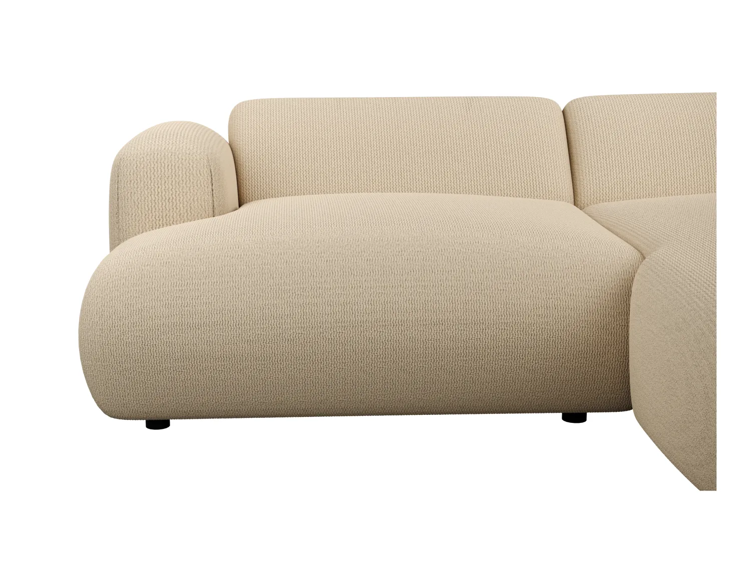 Ecksofa - Ecke rechts - Strukturstoff - Beige - POGNI von Maison Céphy