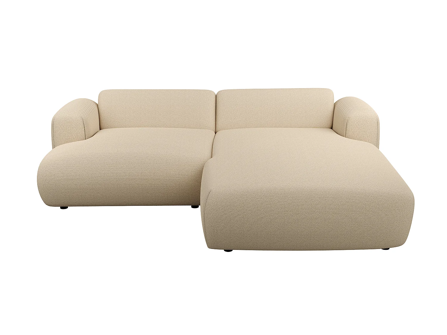 Canapé d'angle droit en tissu côtelé fines côtes beige POGNI de Maison Céphy