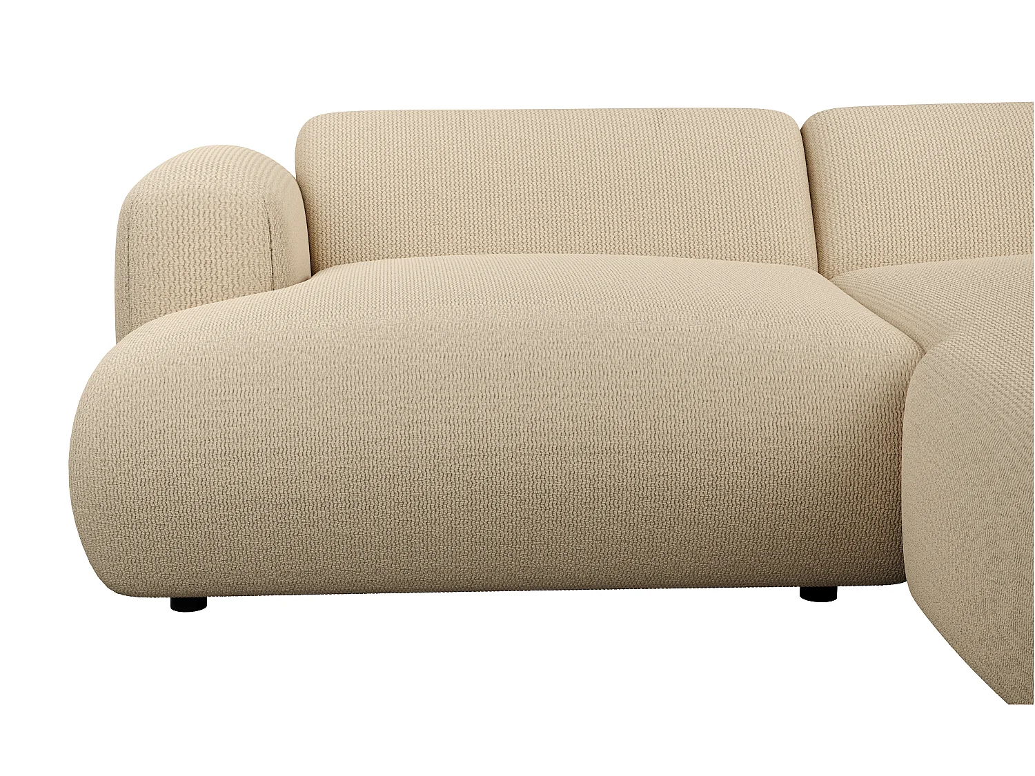 Canapé d'angle droit en tissu côtelé fines côtes beige POGNI de Maison Céphy