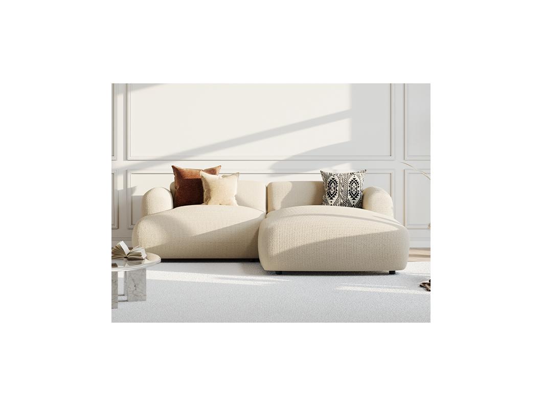 Ecksofa - Ecke rechts - Strukturstoff - Beige - POGNI von Maison Céphy
