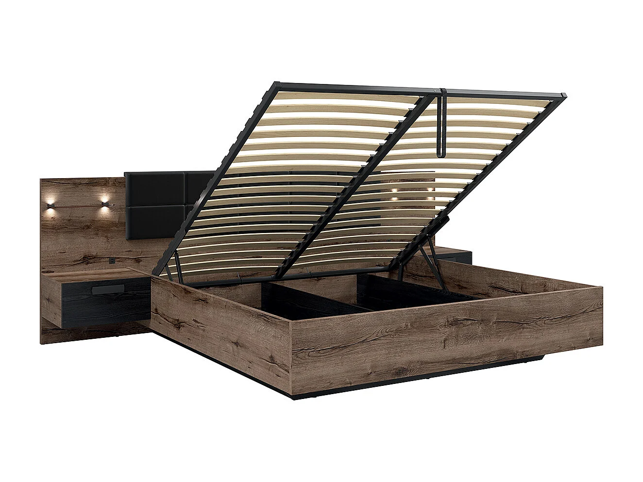 Romane Bois bedstee 180x200 LED bedbodem en USB-aansluiting inbegrepen