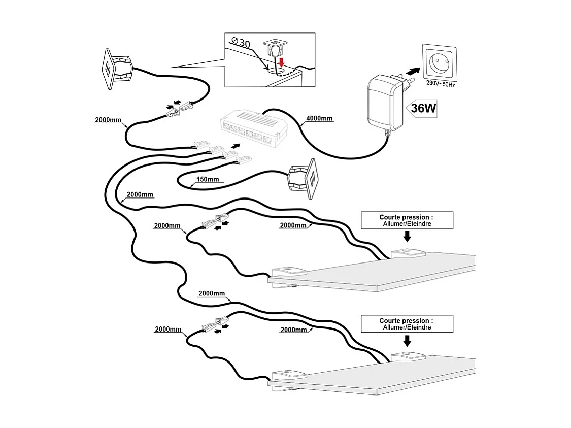 Lit coffre 180x200 sommier chevet LED et prise USB inclus Romane Bois