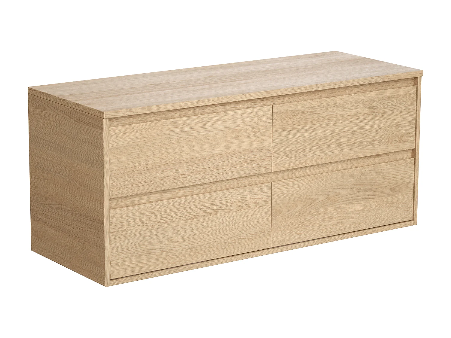 Meuble sous vasque suspendu avec planche - Placage chêne - 120 cm - MILIPAM