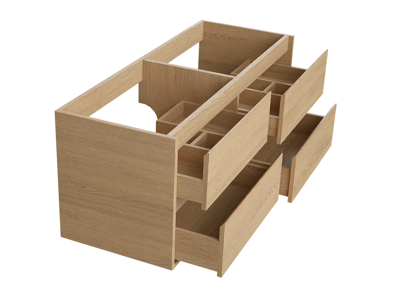 Waschbeckenunterschrank hängend mit Platte - 120 cm - Eichenholzfurnier - MILIPAM