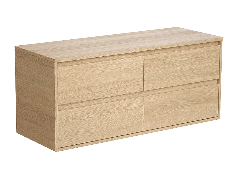 Meuble sous vasque suspendu avec planche - Placage chêne - 120 cm - MILIPAM