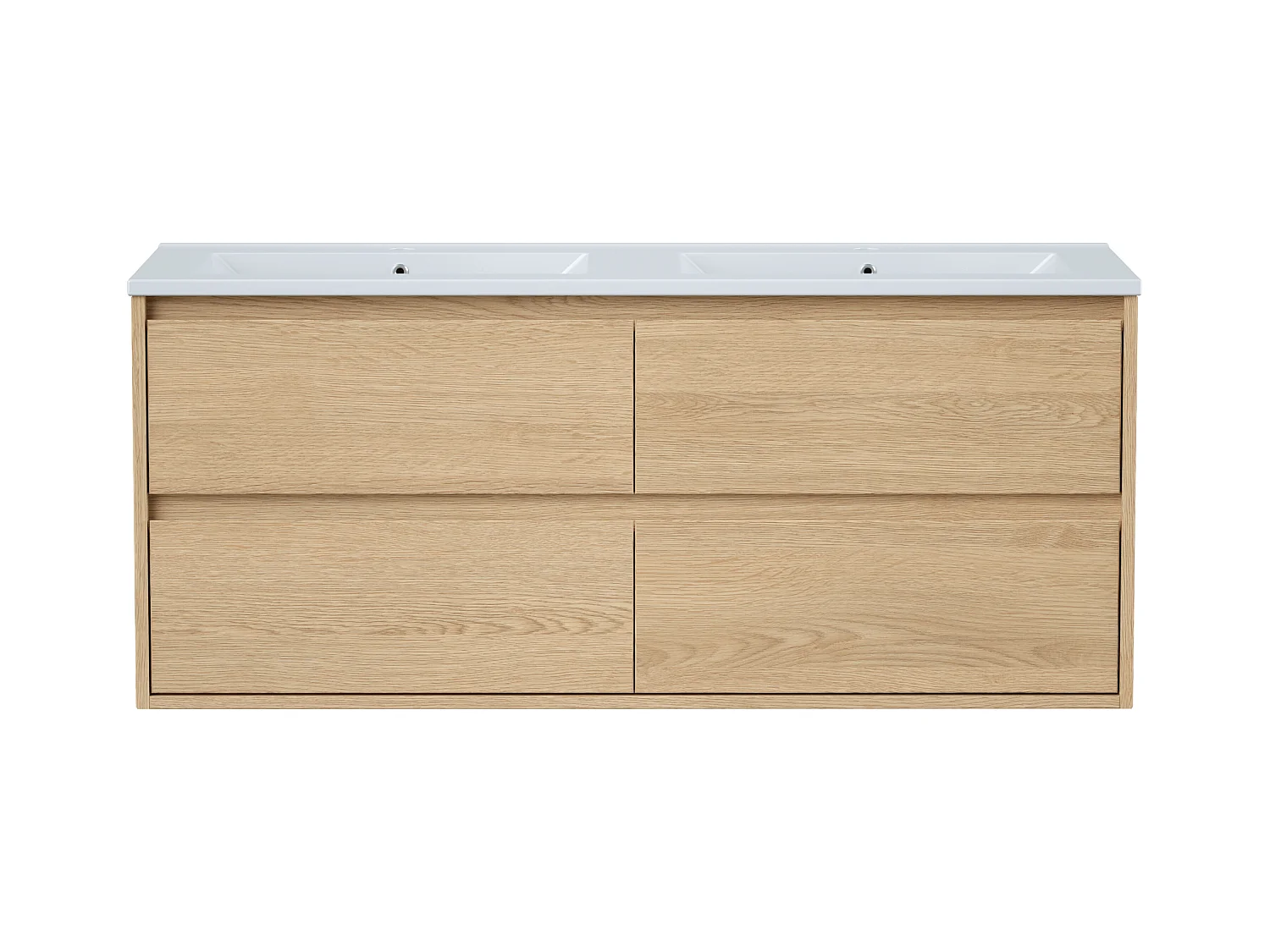 Móvel suspenso de casa de banho com lavatório de encastrar, folha de carvalho, 120 cm - MILIPAM