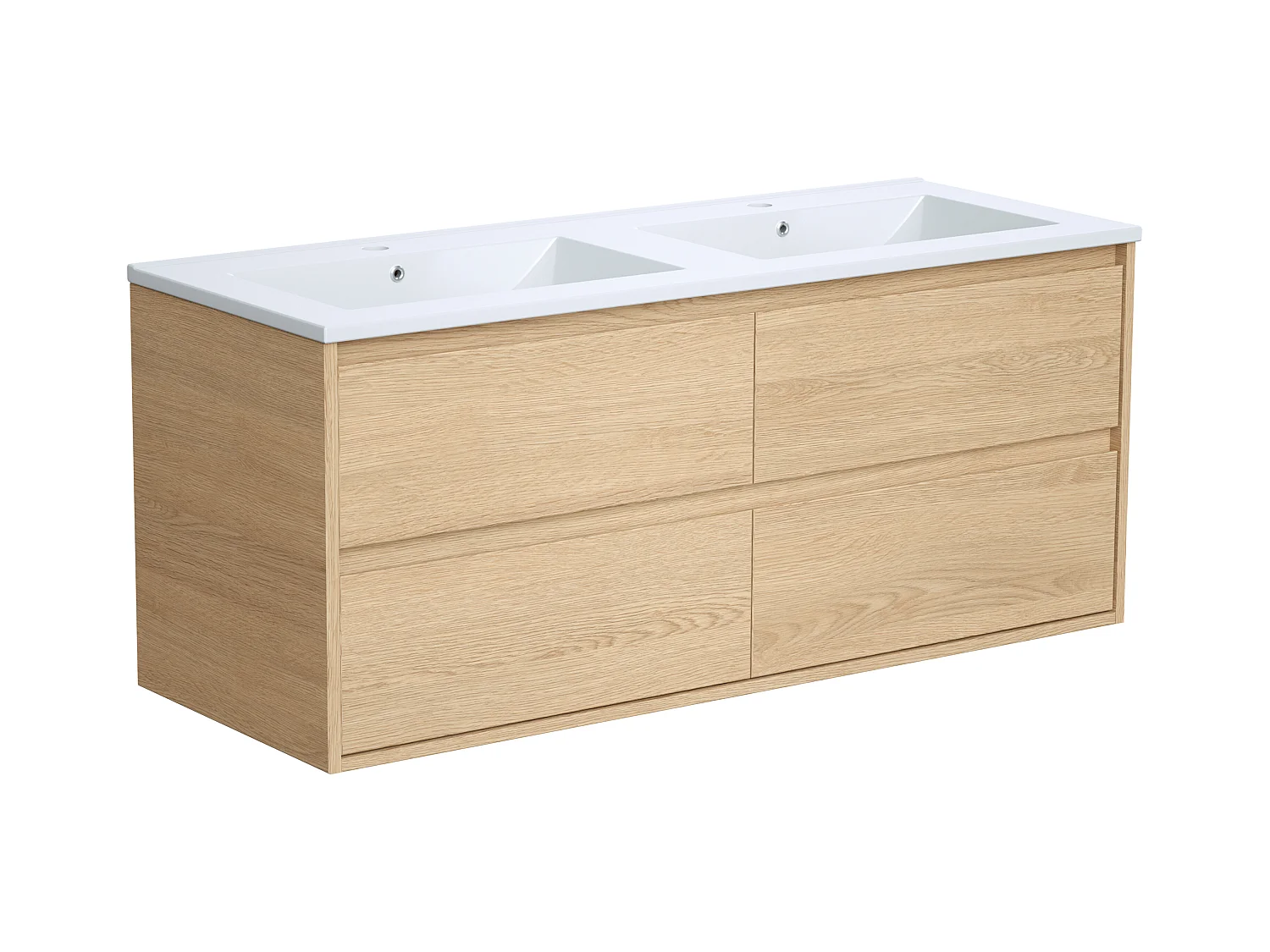 Meuble de salle de bain suspendu avec vasque à encastrer - Placage chêne - 120 cm - MILIPAM