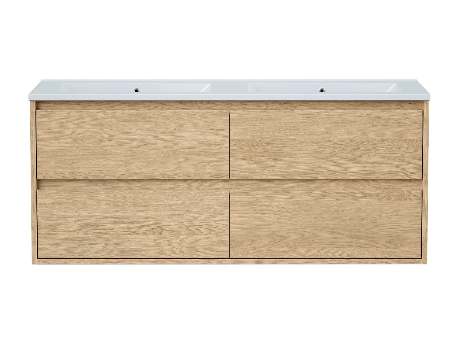 Meuble de salle de bain suspendu avec vasque à encastrer - Placage chêne - 120 cm - MILIPAM