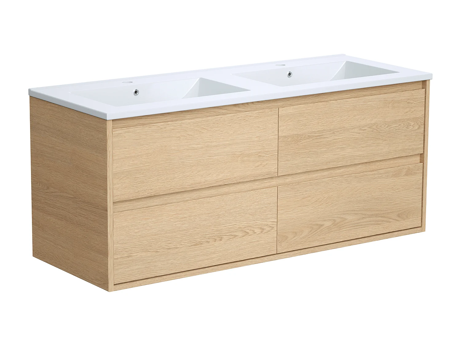 Meuble de salle de bain suspendu avec vasque à encastrer - Placage chêne - 120 cm - MILIPAM