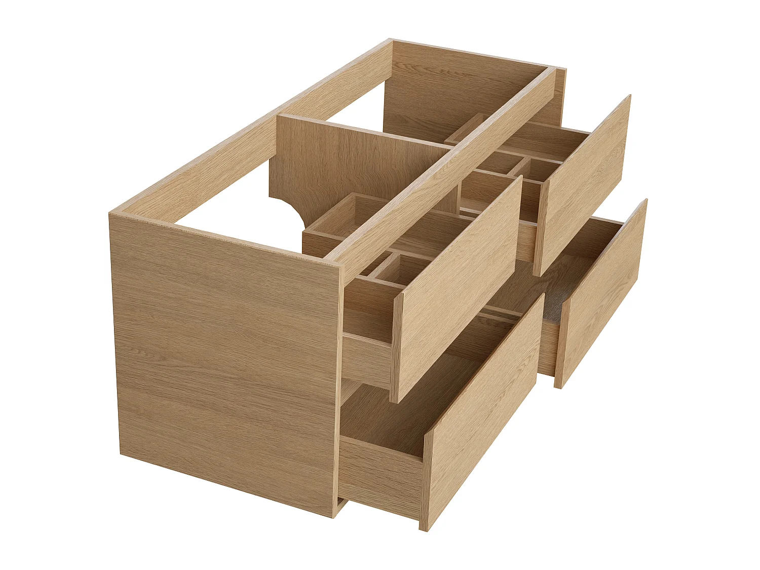 Meuble de salle de bain suspendu avec double vasque à poser - Placage chêne - 120 cm - MILIPAM